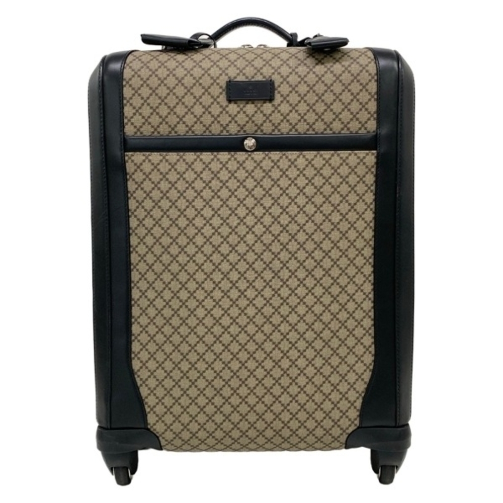 Gucci Carry on Trolley Bag Diamante Leather Black Beige Dark Brown